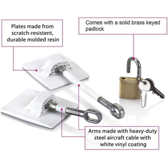 Refrigerator Door Lock with Padlock - White