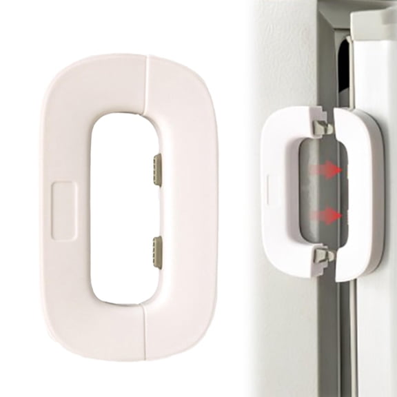 Refrigerator Door Locks 2-Pack - Self-Adhesive No Tools Needed Fridge Lock, ABS Plastic Childproof Freezer Lock Cabinet Safety Latch for Drawers & Closets