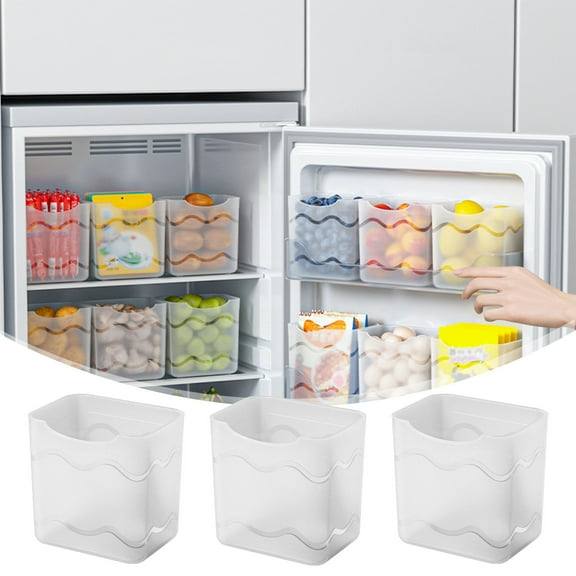 Refrigerator Door Organizer Box | Clear Plastic Side Door Storage Container for Small Items & Vegetables | Space Saving Fridge Organizer (12.5x12x9cm)