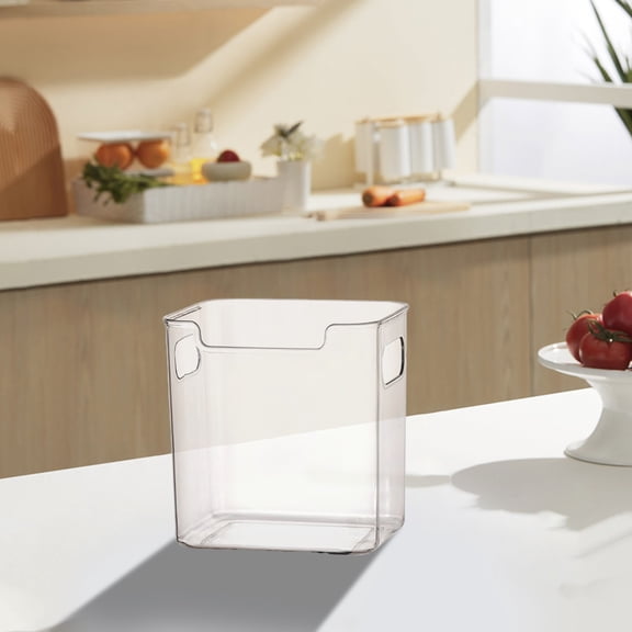 Refrigerator Door Organizer, Side Door Storage Box, Transparent Food Grade Plastic Container, Compact Fruit Vegetable Storage, Space Saving Organizer, 2 Sizes, Easy Grip Handles