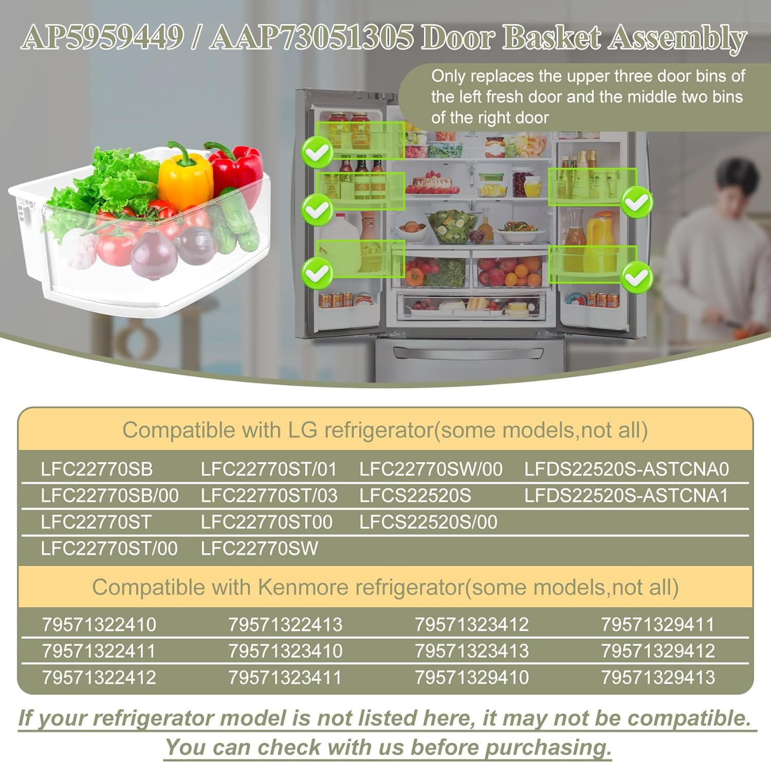 Refrigerator Door Shelf Bin Replacement, Clear Plastic Pull-Out Fridge Door Basket, Durable Storage for Bottles, Condiments, and Kitchen Essentials