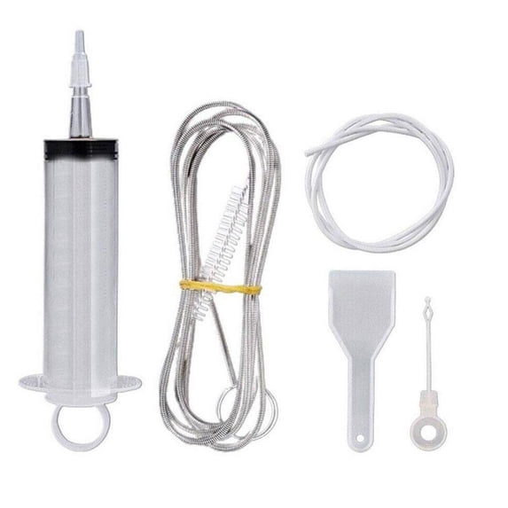 Refrigerator Drain Cleaning Kit – 5-Piece Fridge Defrost & Dredging Tool Set with Flexible Brush, Syringe & Shovel for Unclogging Drain Holes