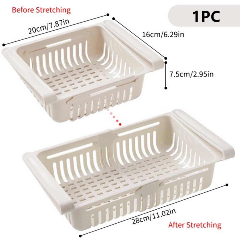 Refrigerator Drawer Organizer, Pull Out Shelf Storage Organizer for Egg, Fruit, Vegetable, Meat, Fit All Fridge Shelves Under