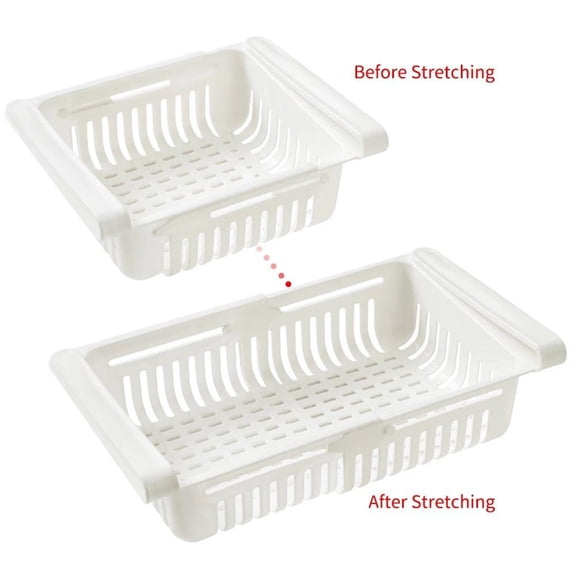 Refrigerator Drawer Organizer, Pull Out Shelf Storage Organizer for Egg, Fruit, Vegetable, Meat, Fit All Fridge Shelves Under