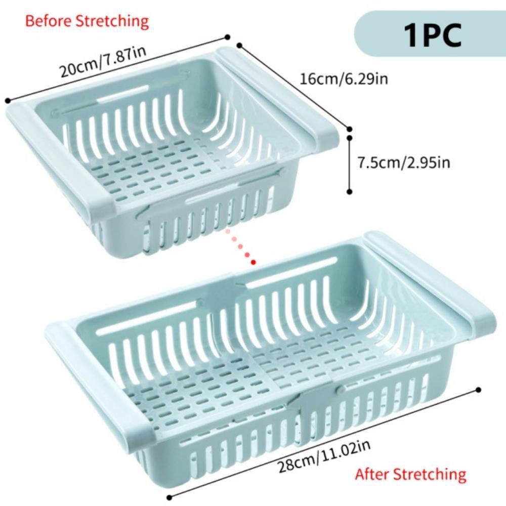 Refrigerator Drawer Organizer, Pull Out Shelf Storage Organizer for Egg, Fruit, Vegetable, Meat, Fit All Fridge Shelves Under