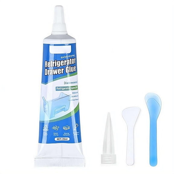 Refrigerator Drawer Repair Adhesive, Clear Silicone Rubber Glue for Cracked Crisper and Freezer Shelf, Cold-Resistant Flexible Sealant for Plastic Fridge Drawers and Door Supports