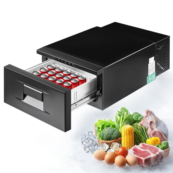 Refrigerator Drawers 12V/110V, 12 Volt Drawer Fridge, 33QT Car Refrigerator Pullout Fridge, Quiet, for RV Travel Camping Road Use