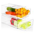 Refrigerator Drawers Pack of 2 With Pull Out Stackable Fridge Organizer