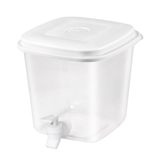 Refrigerator Drink Dispenser Fridge Cold Kettle Jar 3.5L Transparent Leaks Proof Beverages Storage Container with Spigot and Lid Drink Bucket for Juices Iced White