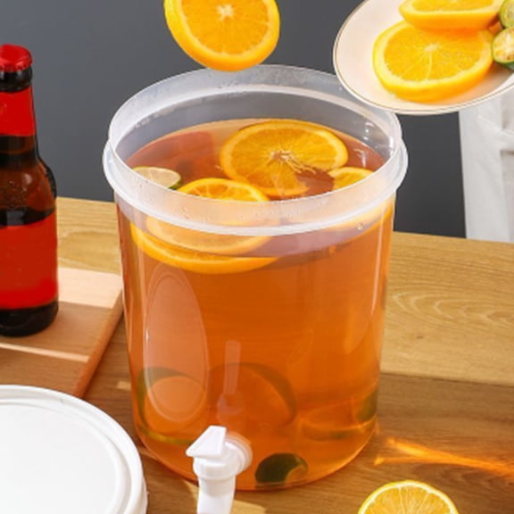 Refrigerator Drink Dispenser with Spigot - Cold Kettle Beverage Storage Container for Juices Iced Tea Water - Drink Bucket for Kitchen Home Parties Outdoor Events - 2 Sizes