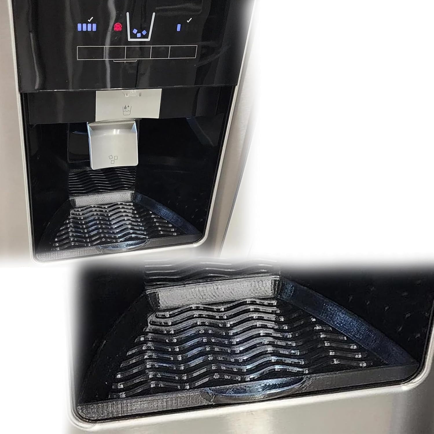 Refrigerator Drip Tray compatible with Whirlpool, Universal Leak Catcher & Replacement Tray for Fridge Dispenser (Black Wavy Pattern)