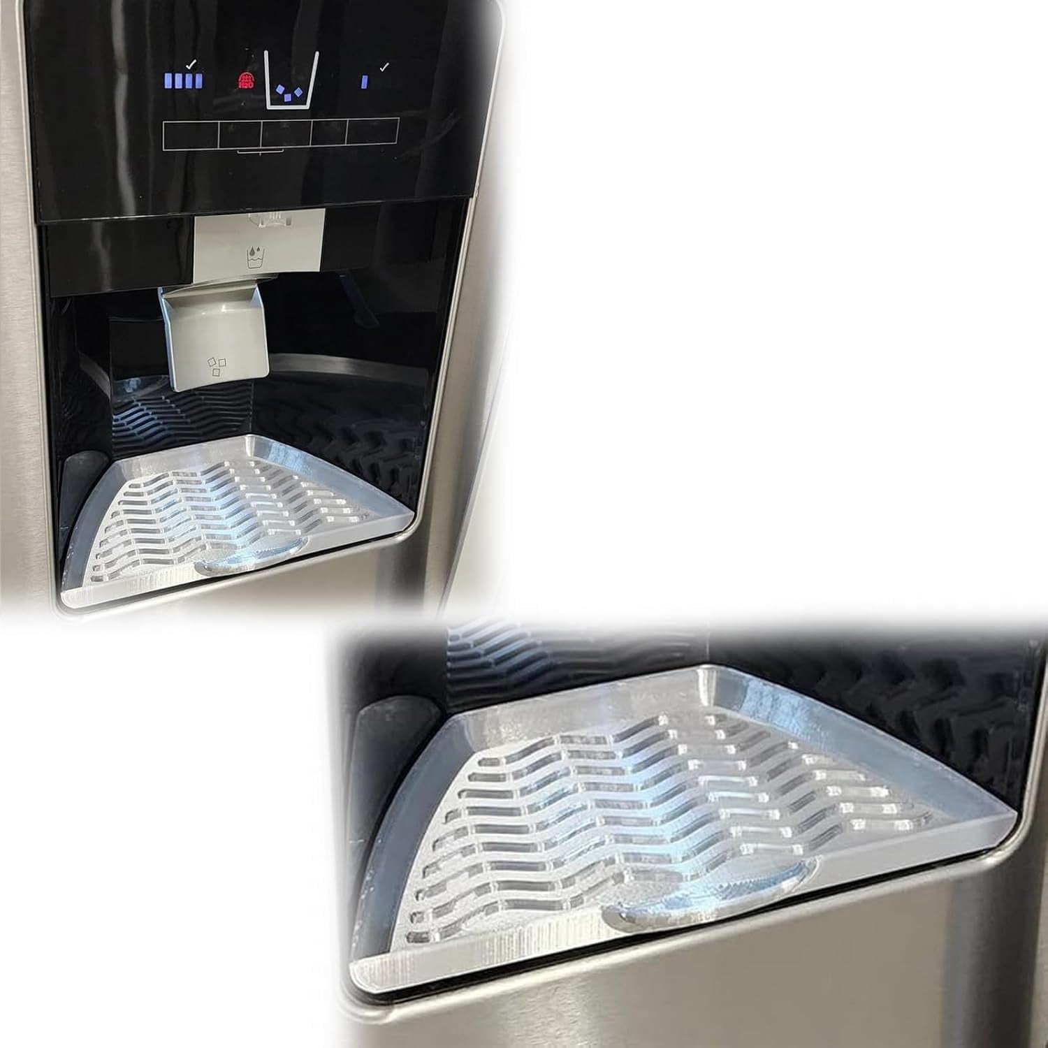 Refrigerator Drip Tray compatible with Whirlpool, Universal Leak Catcher & Replacement Tray for Fridge Dispenser (Silver Wavy Pattern)