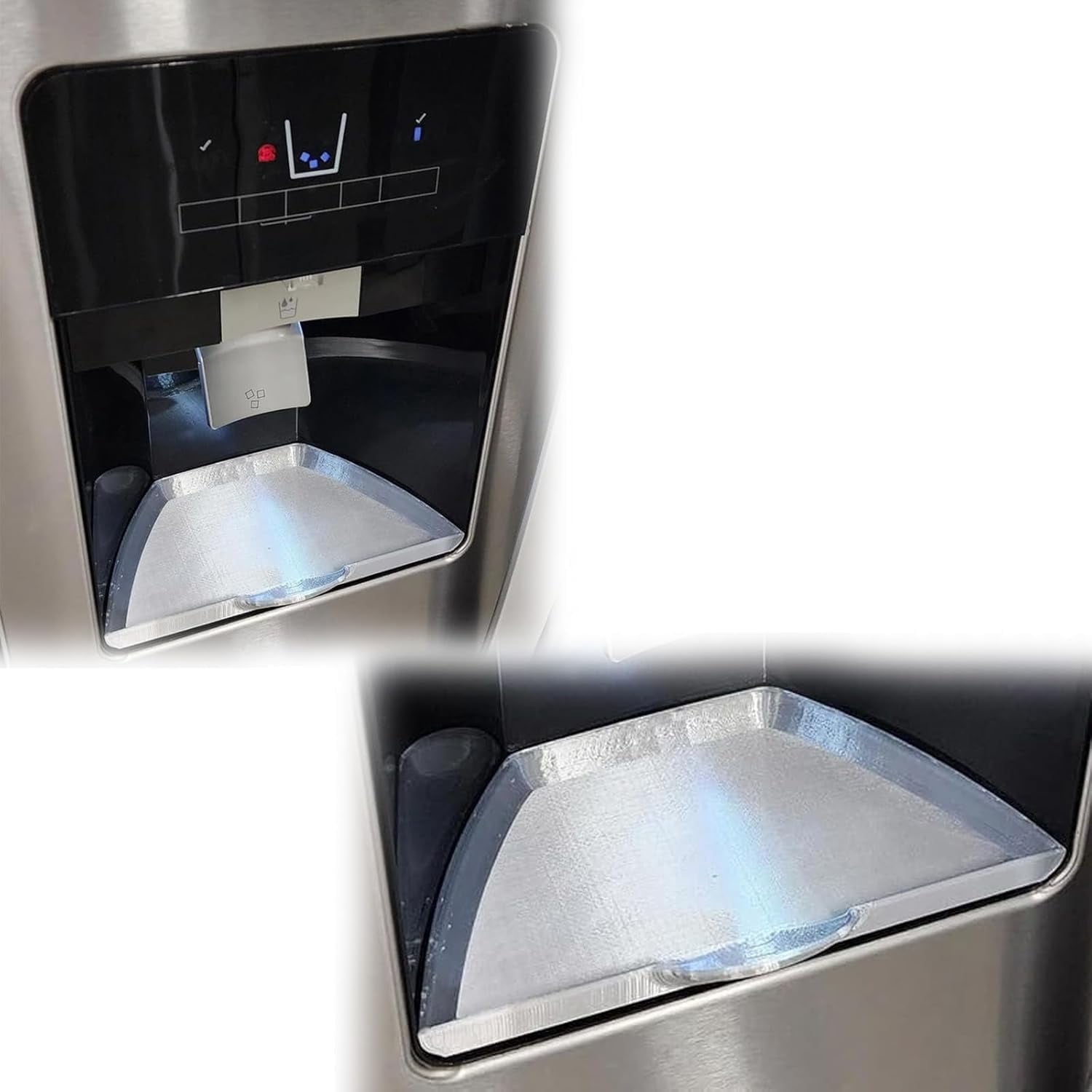Refrigerator Drip Tray compatible with Whirlpool, Universal Leak Catcher & Replacement Tray for Fridge Dispenser (Silver smooth)