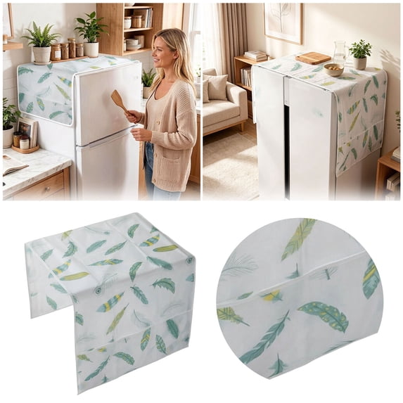 Refrigerator Dust Proof Cover Refrigerator Top Cover 21.3"x51.2" Decorative Appliance Shield with Side Storage Pockets Washable Kitchen Protector Cloth