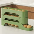 thumbnail image 1 of Refrigerator Egg Holder, Automatic Sliding Egg Dispenser with 3 Tiers, Transparent Space Saving Design for Organized Storage, Ideal for Kitchen Fridge Door Organization and Efficient Egg, 1 of 9