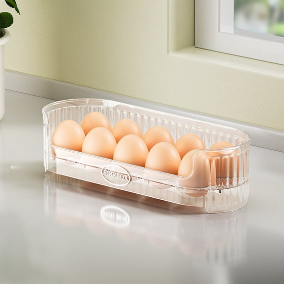 Refrigerator Egg Holder - Stackable Space-saver, Clear Plastic Hygiene, Pantry & Refrigerator Door Organization Tray
