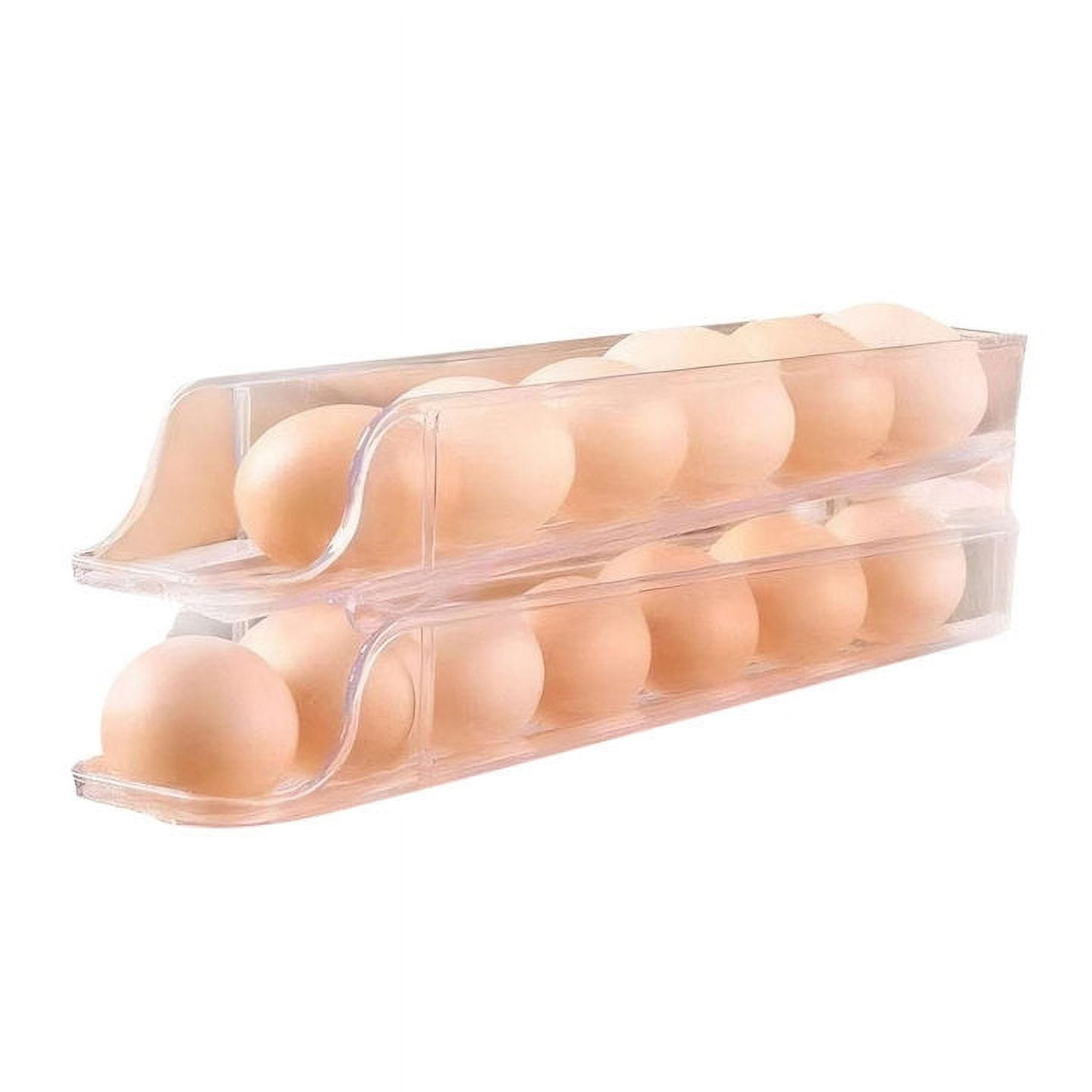 Refrigerator Egg Rack 2/3 Layer Egg Tray Stackable Egg Dispenser Automatic Rolling Transparent Plastic Refrigerator Egg Storage Box And Covered Storage Box Refrigerator Egg Stor High-quality