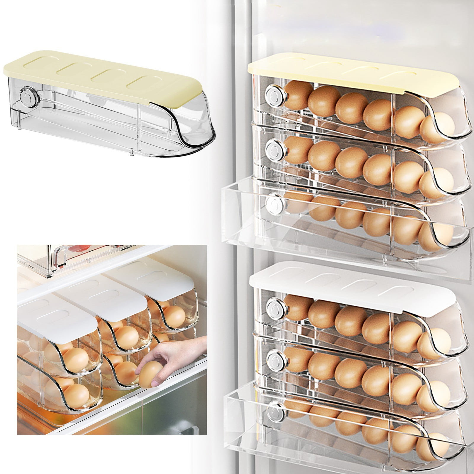Refrigerator Egg Rack Refrigerator Automatic Rolling Egg Container ...