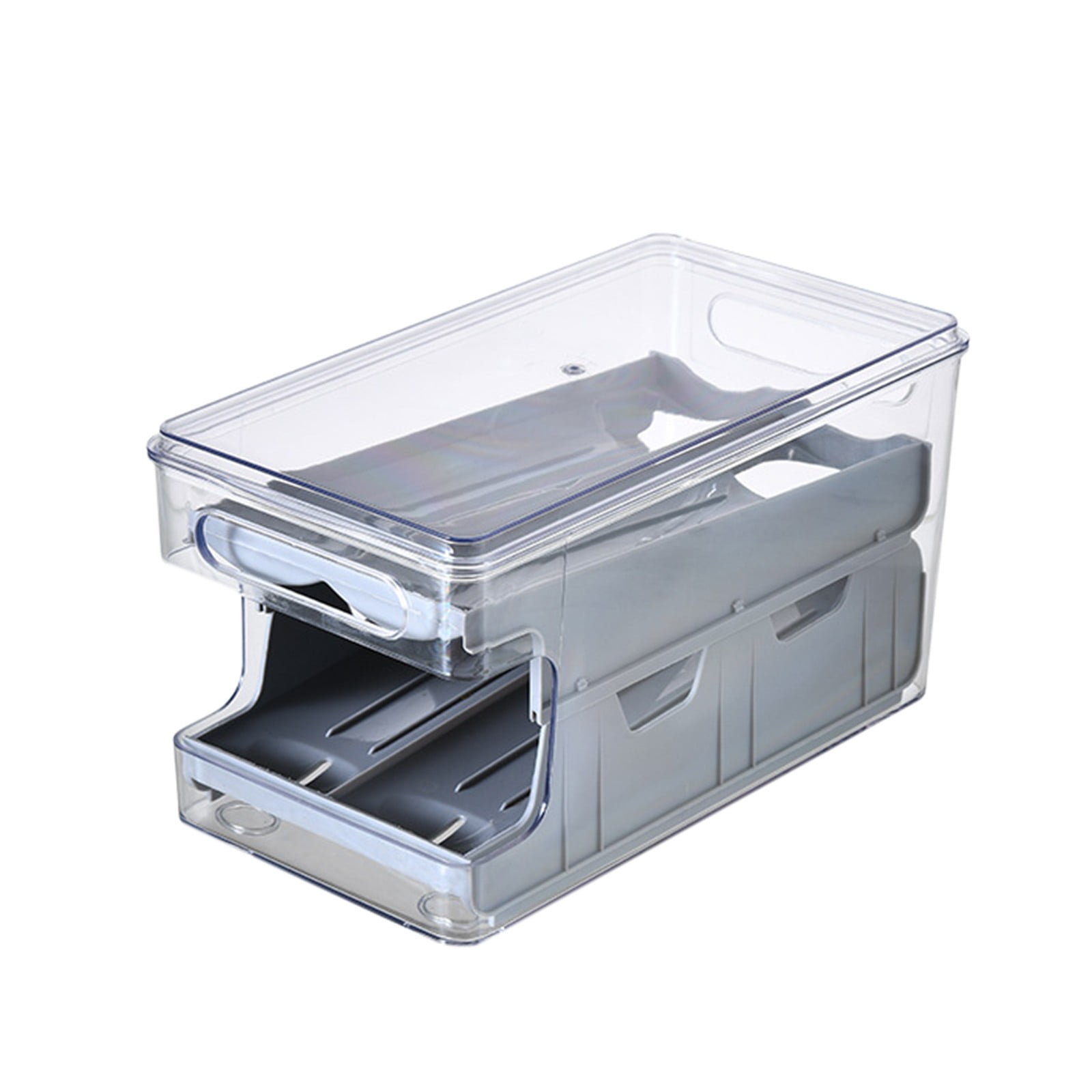 Refrigerator Egg Rack Double Layer Slide Egg Organizer, Stackable Egg Dispenser Shockproof Rolling Egg Tray Egg Storage With Lid For Fridge.