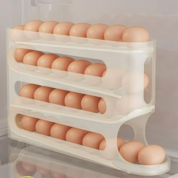 Refrigerator Egg Storage Box 2-4 Layer Slide Egg Organizer Rack Automatic Rolling Egg Holder for Fridge Side Door