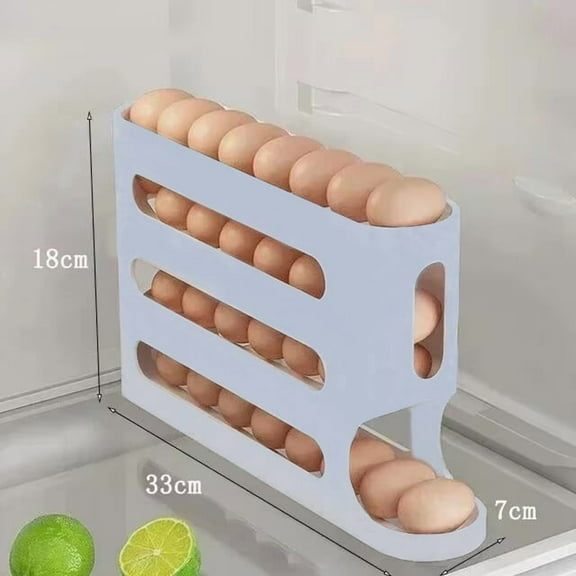 Refrigerator Egg Storage Box 2-4 Layer Slide Egg Organizer Rack Automatic Rolling Egg Holder for Fridge Side Door