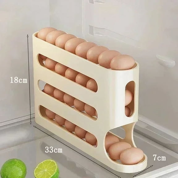 Refrigerator Egg Storage Box 2-4 Layer Slide Egg Organizer Rack Automatic Rolling Egg Holder for Fridge Side Door