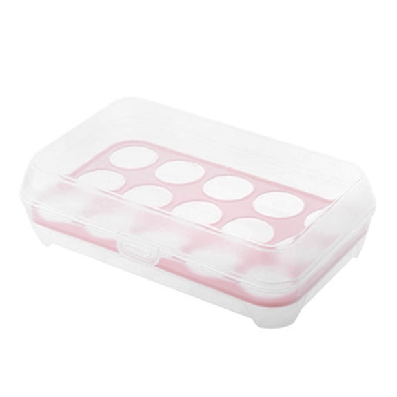 Refrigerator Egg Storage Container, Single Layer Airtight Food Storage Box Holds 15 Eggs, Plastic Kitchen Organizer for Fridge, BPA-Free Fresh-Keeping Egg Holder Pink