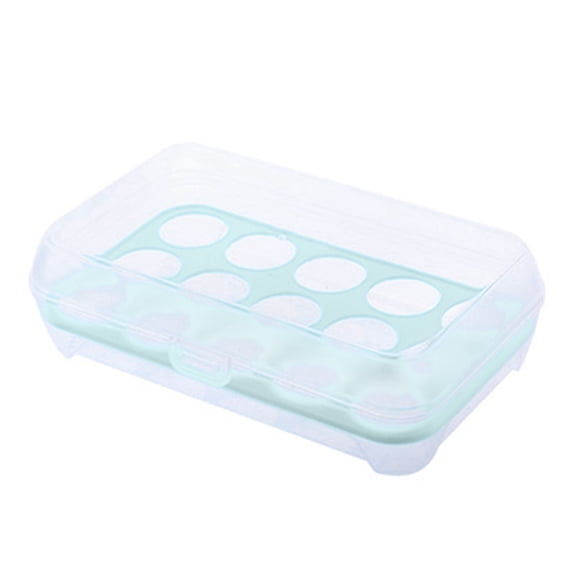 Refrigerator Egg Storage Container, Single Layer Airtight Food Storage Box Holds 15 Eggs, Plastic Kitchen Organizer for Fridge, BPA-Free Fresh-Keeping Egg Holder Blue