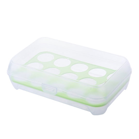 Refrigerator Egg Storage Container, Single Layer Airtight Food Storage Box Holds 15 Eggs, Plastic Kitchen Organizer for Fridge, BPA-Free Fresh-Keeping Egg Holder Green