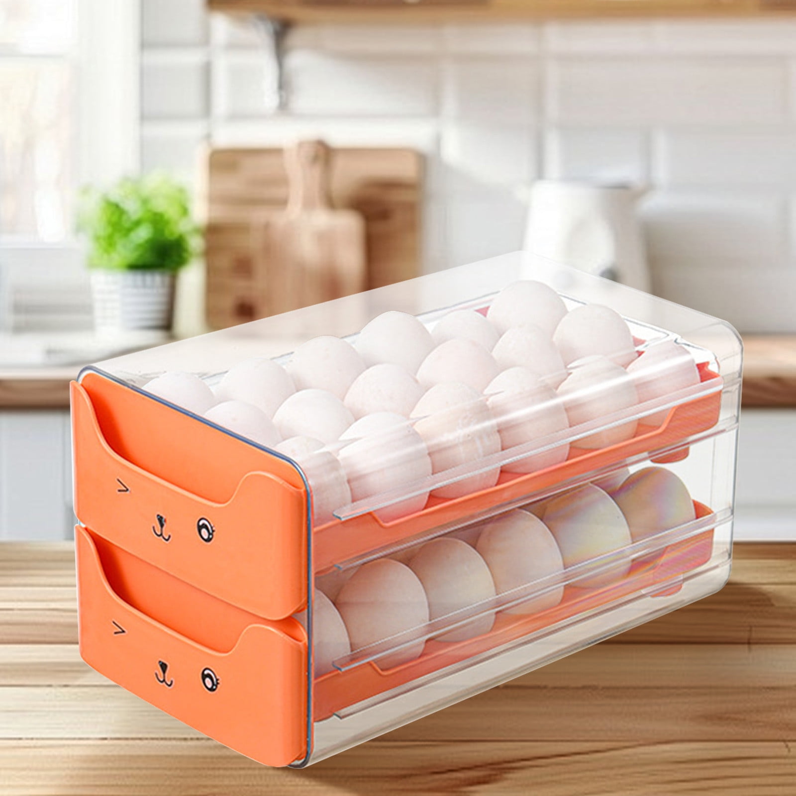 Refrigerator Eggs Rack Clear Plastic Eggs Storage Container With