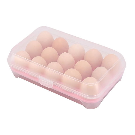 Refrigerator Eggs Storage Box for 15 Eggs, Clear Food Storage Container Case for Kitchen Organization, Plastic Egg Holder Tray for Fridge and Pantry with Stackable Design