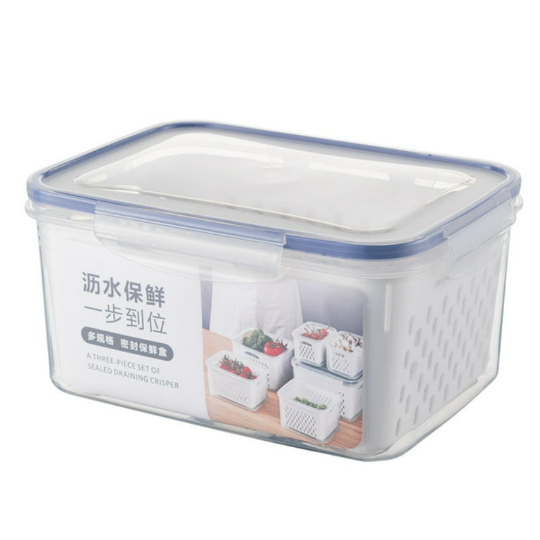 Refrigerator Food Storage Box with Drain Layer and Lid Multifunction Freezer Food Storage Containers for Fridge Kitchen Fruit Vegetable Storage Containers Walmart
