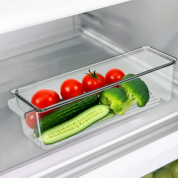 Refrigerator Food Storage Box Large Capacity | Airtight PET Container with Lid, Stackable, Clear Organizer for Produce, Meat, Veggies | Multiple Sizes Customizable Divider