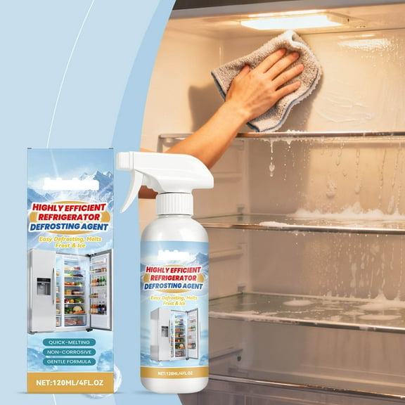 Refrigerator Freezer Defrost Spray | Ice Remover Non-Corrosive Cleaner | Quick Melting Formula | Reusable Household Appliance | 120ml Bottle | Home Use