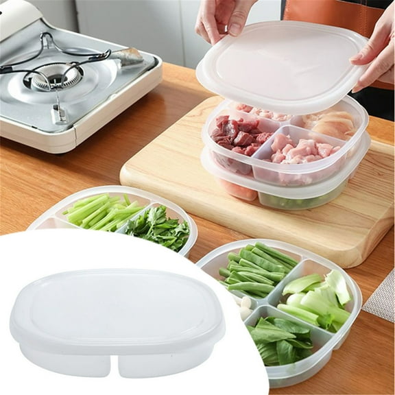 Refrigerator Freezer Organizer Box - Clear PP Food Storage Container with Lid, BPA-Free Crisper for Raw Meat, Veggies, Fruit & Seafood, Freezer Safe - 19x19x3.7cm