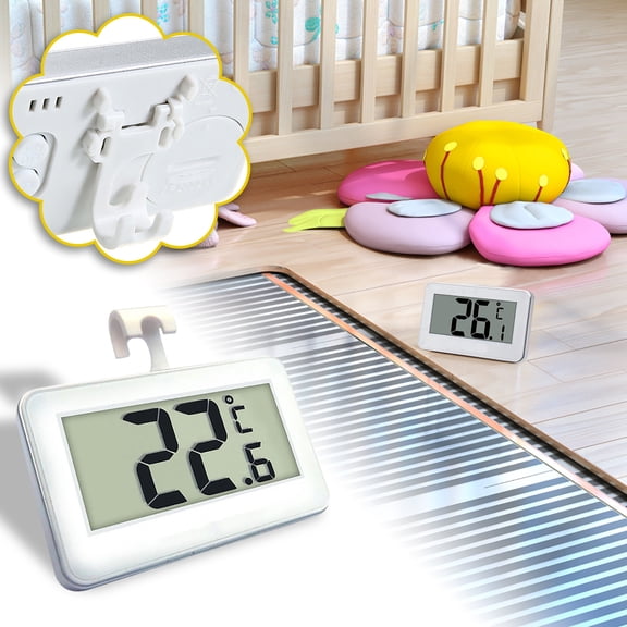 Refrigerator Freezer Thermometer LCD Monitor Waterproof Freeze Alarm 2-Pack For Fridge Freezer Food Safety Gauge Home(1.6"*2.6",White)