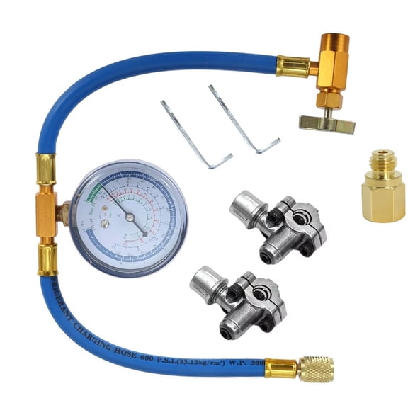 Refrigerator Freon Recharge Kit,R134a/R-12/R-22 Refrigerant Charging Gauge Hose Set with BPV31 Bullet Piercing Tap Valve for Home A/C Refrigerant System