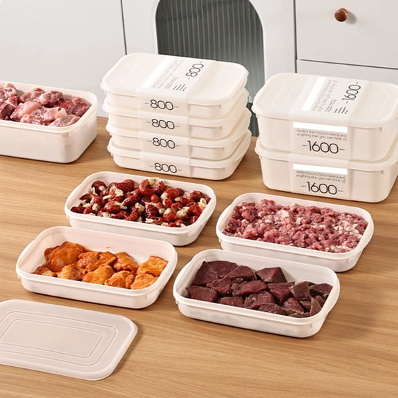 Refrigerator Fresh Keeping Box, Plastic Food Storage Containers for Vegetable, Meat, & Meal Prep, Airtight Sealed Lid, Stackable Design with Volume Marking, Topliu