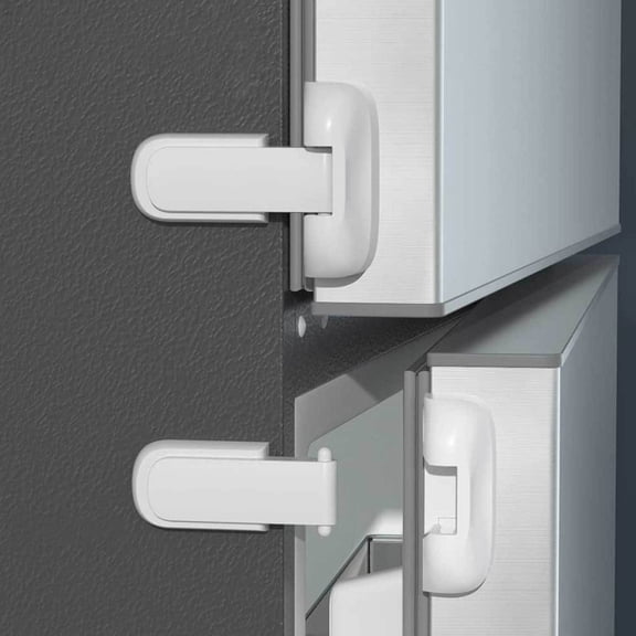 Refrigerator Fridge Freezer Door Lock for Kids, Child Proof Refrigerator Latch Lock to Keep Door Closed, (White)