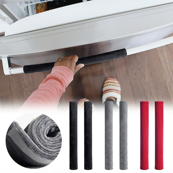 Refrigerator Handle Covers Set of 2 | Golden Velvet Non-Slip Microwave Door Handle Protector | Oil-Proof Appliance Grip Sleeve | 40x12cm Soft Washable | Kitchen Appliance Handle Wraps