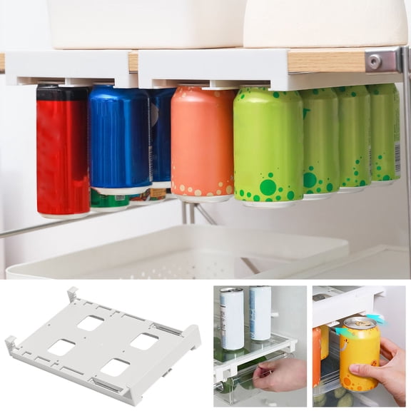 Refrigerator Hanging Beer Can Storage Rack, Double Layer Beverage Organizer for Fridge, Space Saving Side Mount Holder for Soda Cans
