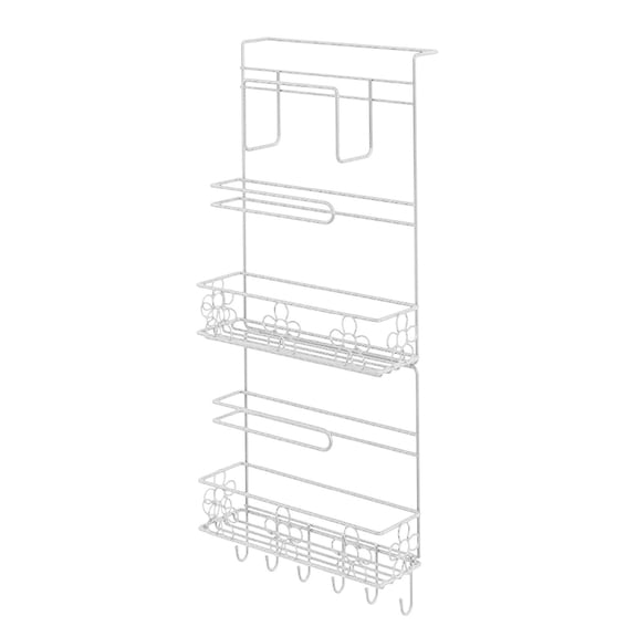 Refrigerator Hanging Rack, Kitchen Storage Organizer, Multifunctional Spice Shelf with Non-Marking Stickers, Durable Metal Alloy Construction, 68x28cm White and Black Design