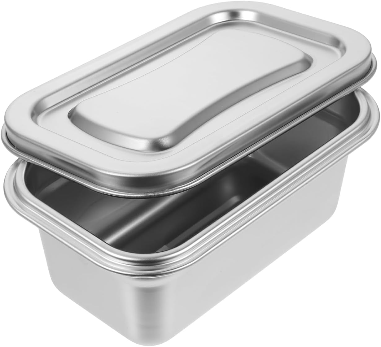 Refrigerator Ice Cream Box Stainless Steel Freezer Metal Bin Airtight Snack Bowl Reusable Food Storage Container with Lids for Kitchen Accessories - 17.00X11.00X7.00CM