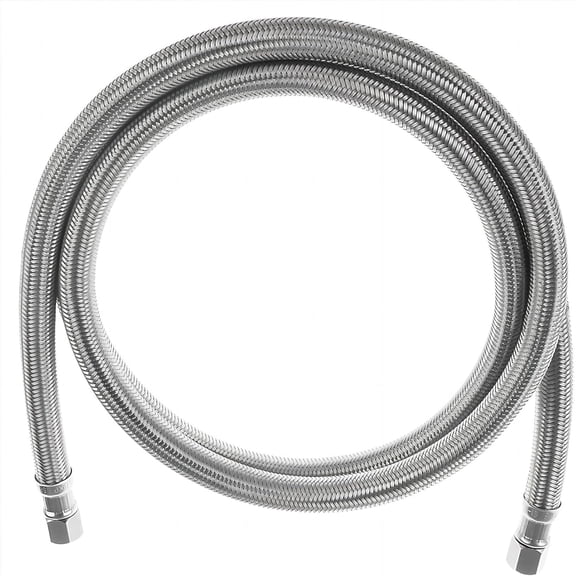 Refrigerator Ice Maker Hose, Universal Flexible High-Quality Braided Stainless Steel Water Pipe Connector, 1/4 Inch Compression, Silver (6 Feet)