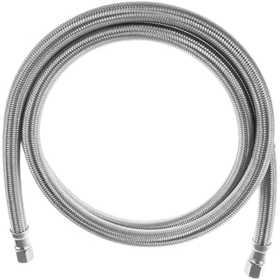 Refrigerator Ice Maker Hose, Universal Flexible Premium Braided Stainless Steel Water Line Connector, 1/4 Inch Compression, Silver (6 Feet)