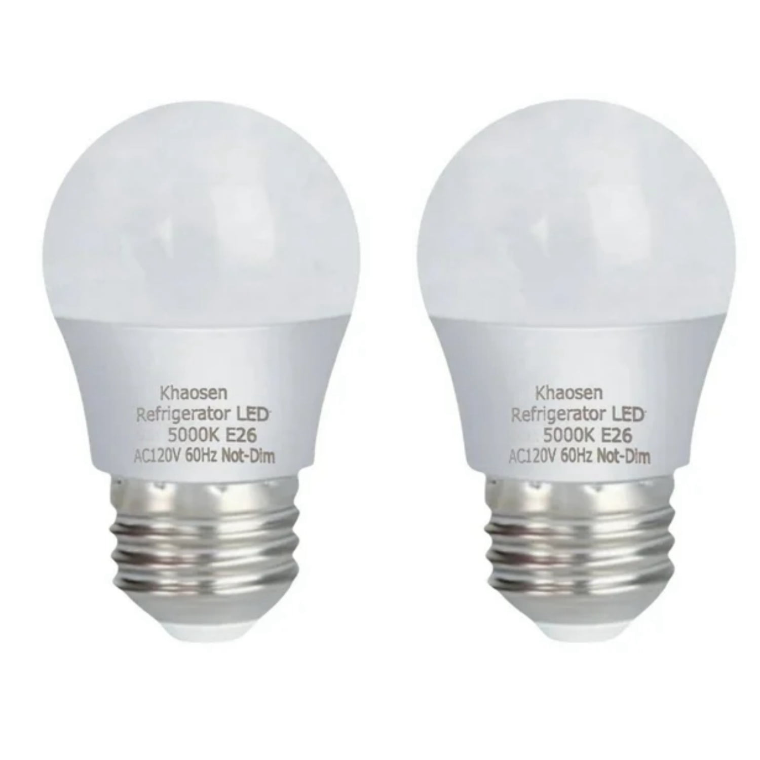 Khaosen 3W Refrigerator Light Bulb, E26 LED, 120V, Daylight White, 2 ...