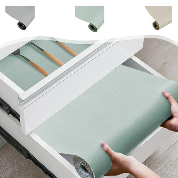 Refrigerator Liner 59 x 17.7 in | Non Slip Fridge Shelf Drawer Cabinet Mat | Waterproof Easy Clean Plastic Liner | Cut to Size | Gray Green Brown | 1 Pack