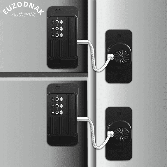 Refrigerator Lock (2 Pack), Heavy Duty Combination Fridge Lock, for Fridge, Cabinets, Drawers, Window and Child Safety Cabinet Lock, Strong Non-Marking Adhesive No Drilling