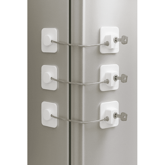Refrigerator Lock For Kids (3-Pk) Child Proof Safety Locks for Fridge, Cabinets & Doors With Keys