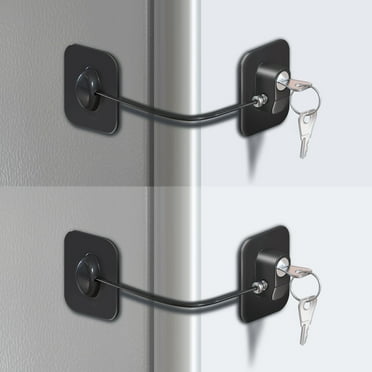 Refrigerator Lock, Fridge Lock for Adults, Volibel Multi-Purpose Safety Proofing Cabinet Lock with Key 2 pack(Black)